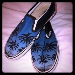 Vans Off the Wall Slip Ons- Palm Tree Design